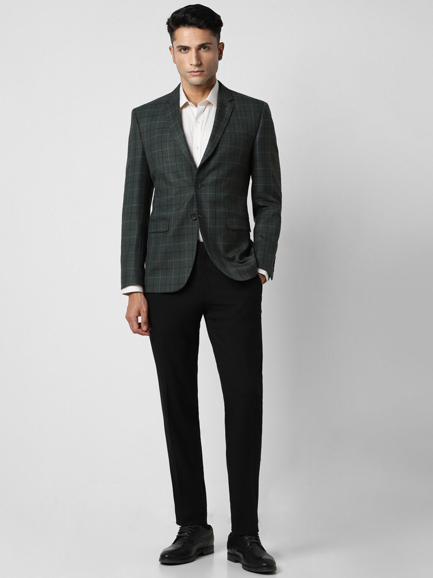 Van Heusen Green Slim Fit Checks Blazer