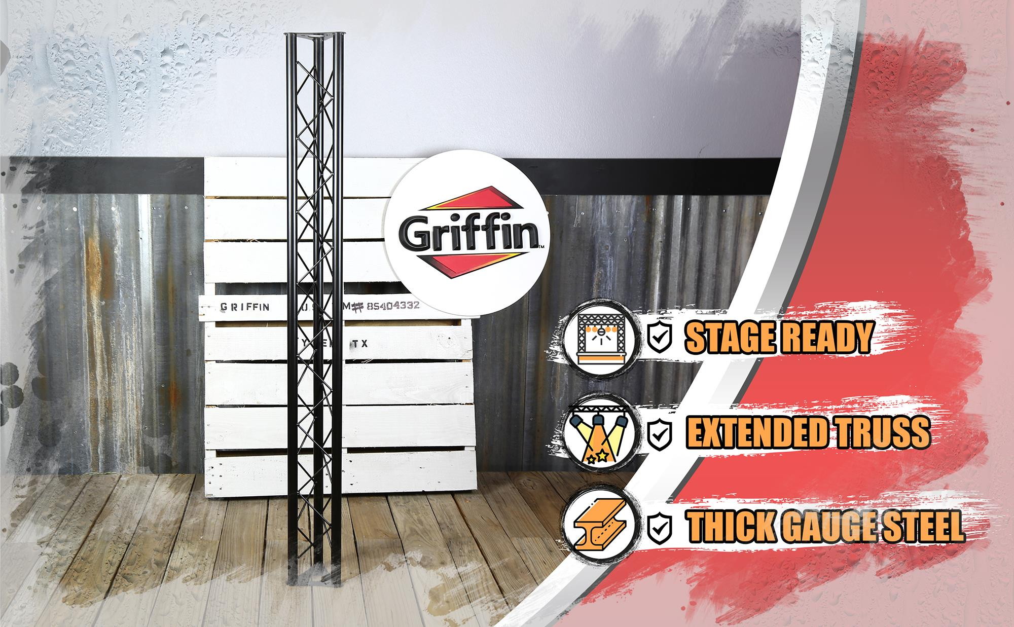 Triangle Truss Segment Extension by GRIFFIN | 5Ft Extra Trussing Section for DJ Booth Lighting System Stand | Mount Light Cans & Sound Effects for Pro Audio Equipment Gear | Parties, Live Gigs & Stage