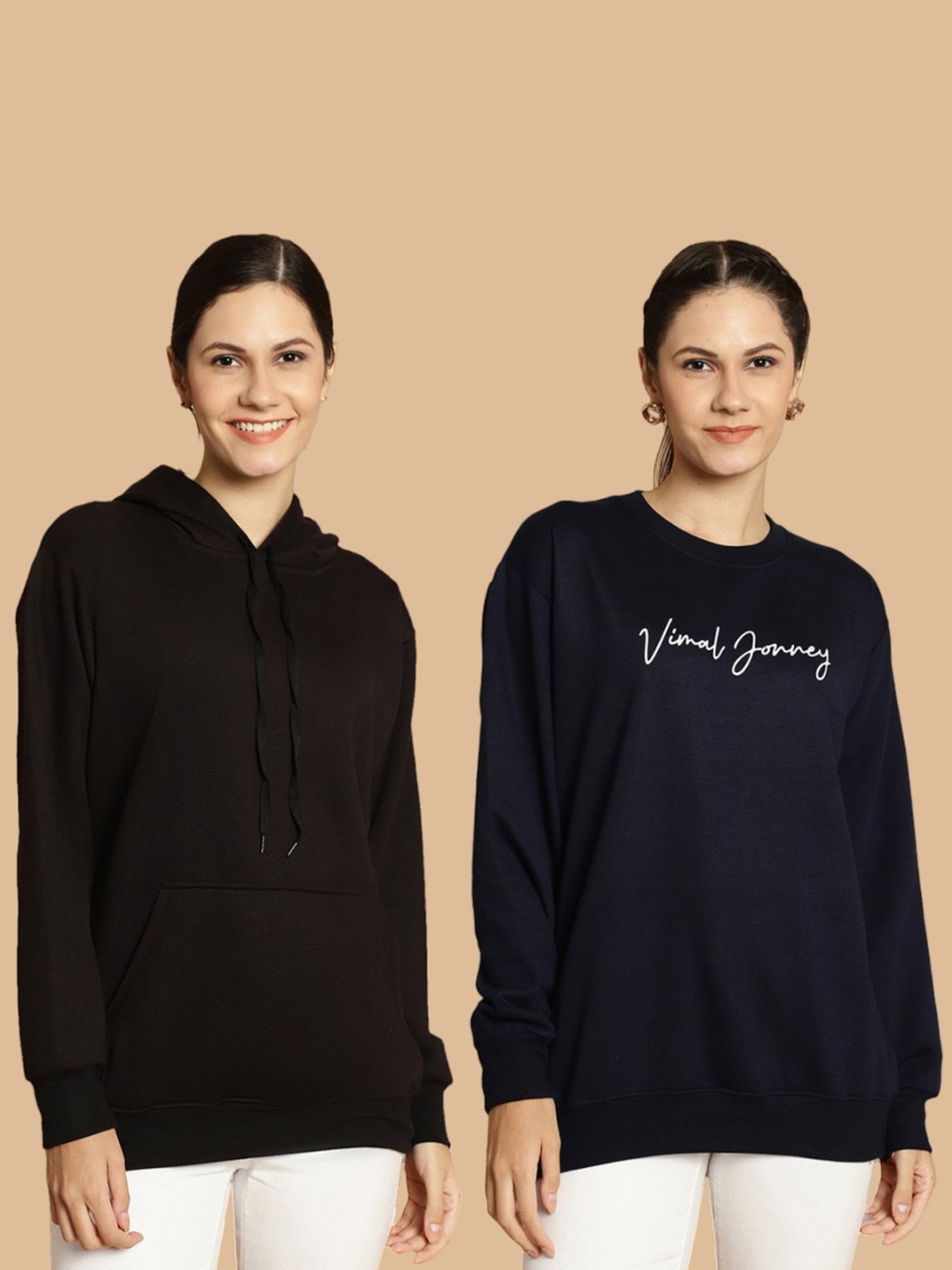 Vimal Jonney Black & Navy Printed Sweatshirt - Pack Of 2