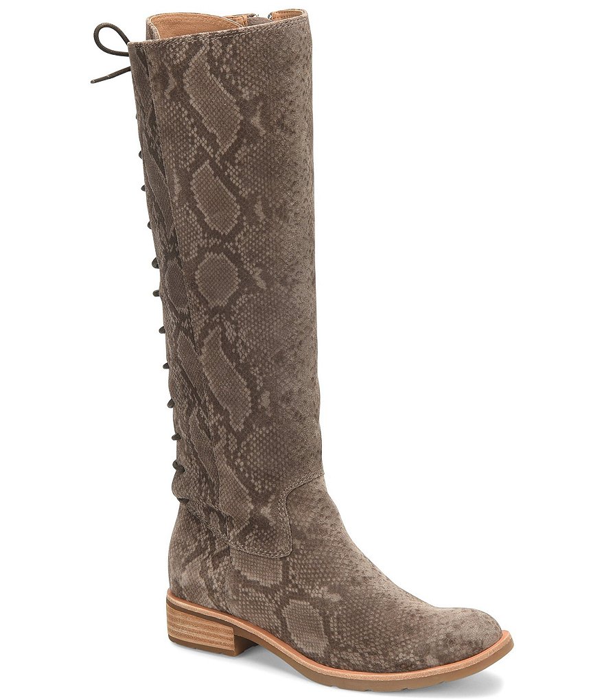 Sofft Sharnell Suede Snake Print Tall Waterproof Block Heel Boots