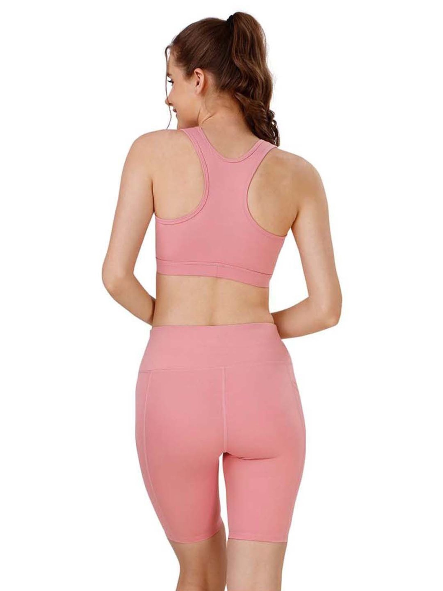 Soie Pink Sports Bra Shorts Set