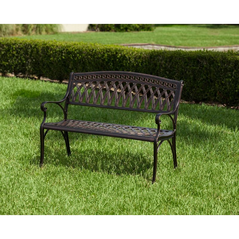 Simone Cast Aluminum Outdoor Patio Bench - Balkene Home