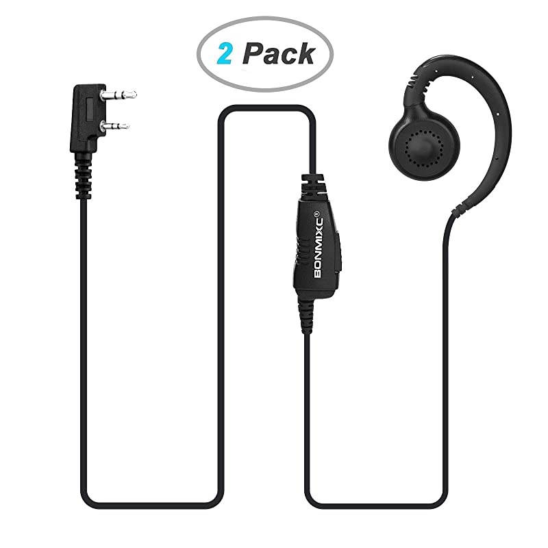 Walkie Talkie Headset Mic PTT Compatible with Kenwood ProTalk FreeTalk Baofeng 35mm25mm 2Pin Thicker Reinforced Cable CRing Earloop TwoWay Radio Earpiece 2 Pack
