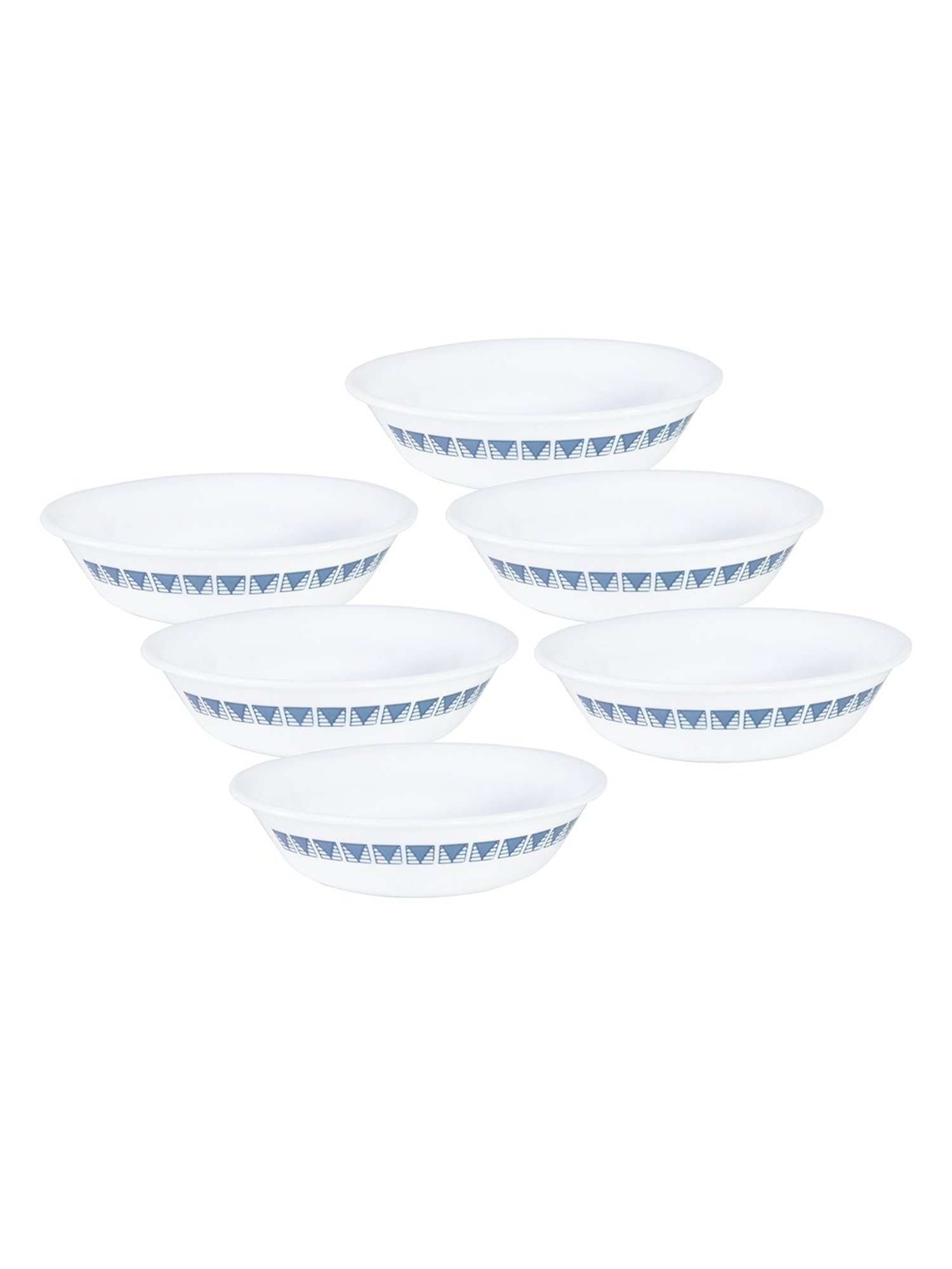 Corelle Livingware Wheeler Diamond White Vitrelle Glass Dessert Bowls - Set of 6 (296ml)