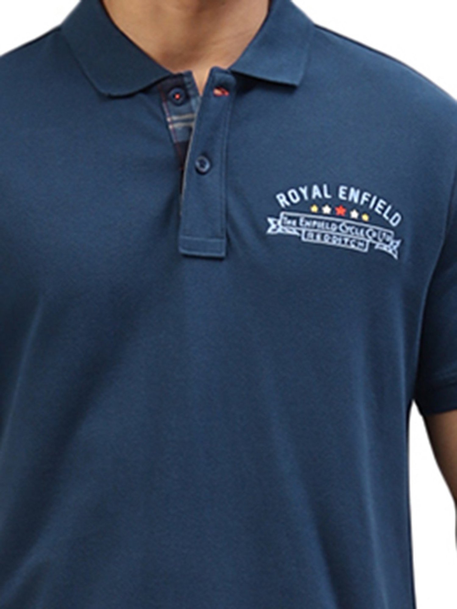 Royal Enfield Redditch Navy Regular Fit Logo Print Polo T-Shirt