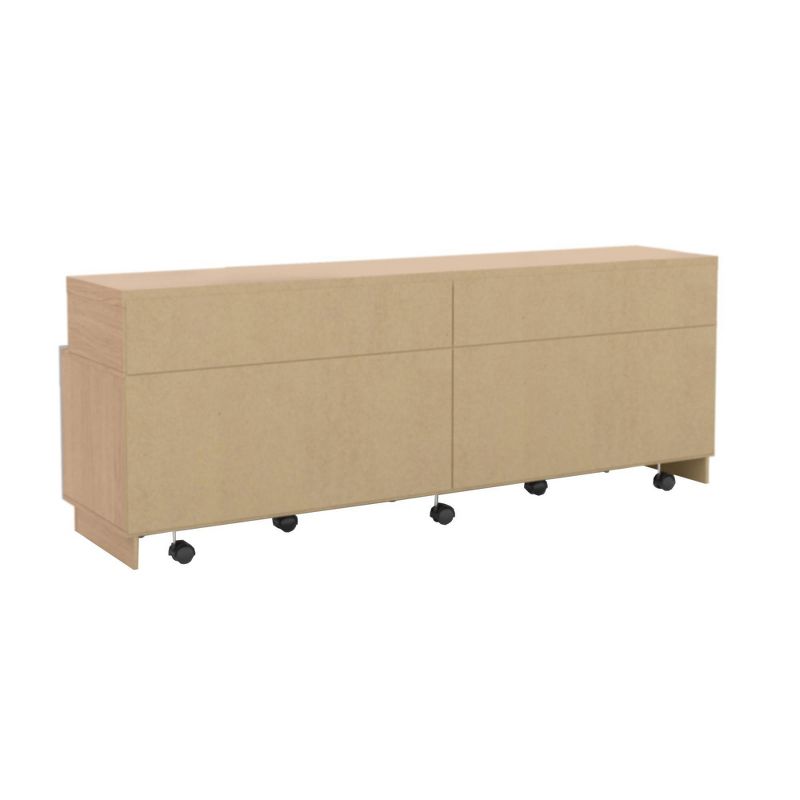 Wooden Entertainment 4 Open Shelves TV Stand for TVs up to 70" White/Brown - The Urban Port