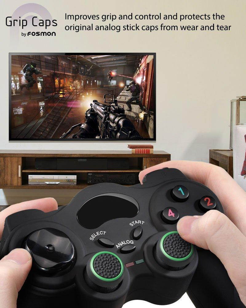 fosmon [set of 16] analog stick joystick controller performance thumb grips for ps4 | ps3 | xbox one | xbox 360 | wii u - assor