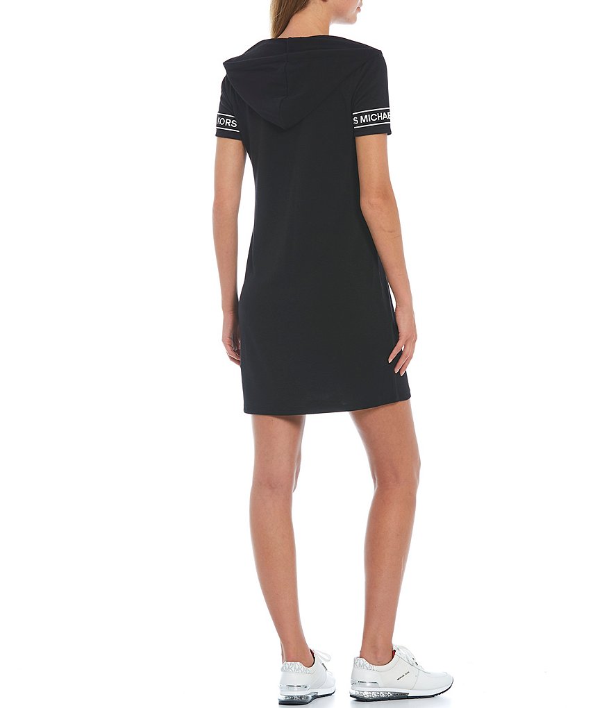 DKNY Luxe Knit Jersey Drape Neck Blouson Midi Dress