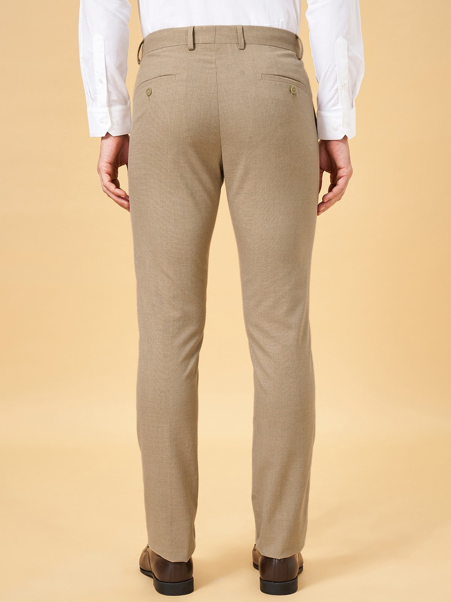 Byford by Pantaloons Almond Buff Slim Fit Trousers