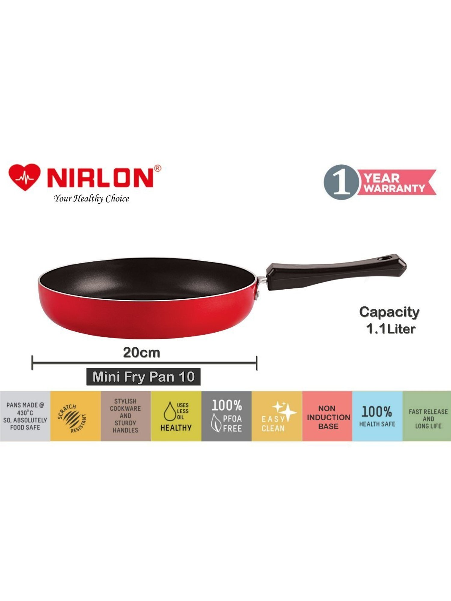 Nirlon Red Aluminium Non-Stick Cookware Set of 2