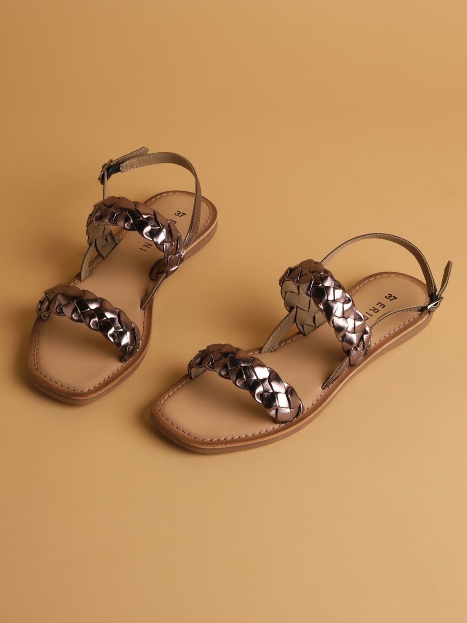 Eridani Women's Ammora Gun Metal Back Strap Sandals