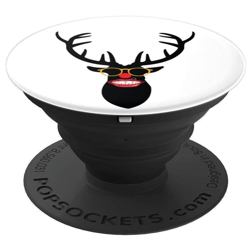Mounted Deer Head With Antlers - Christmas Hipster Reindeer PopSockets Grip and Stand for Phones and Tablets