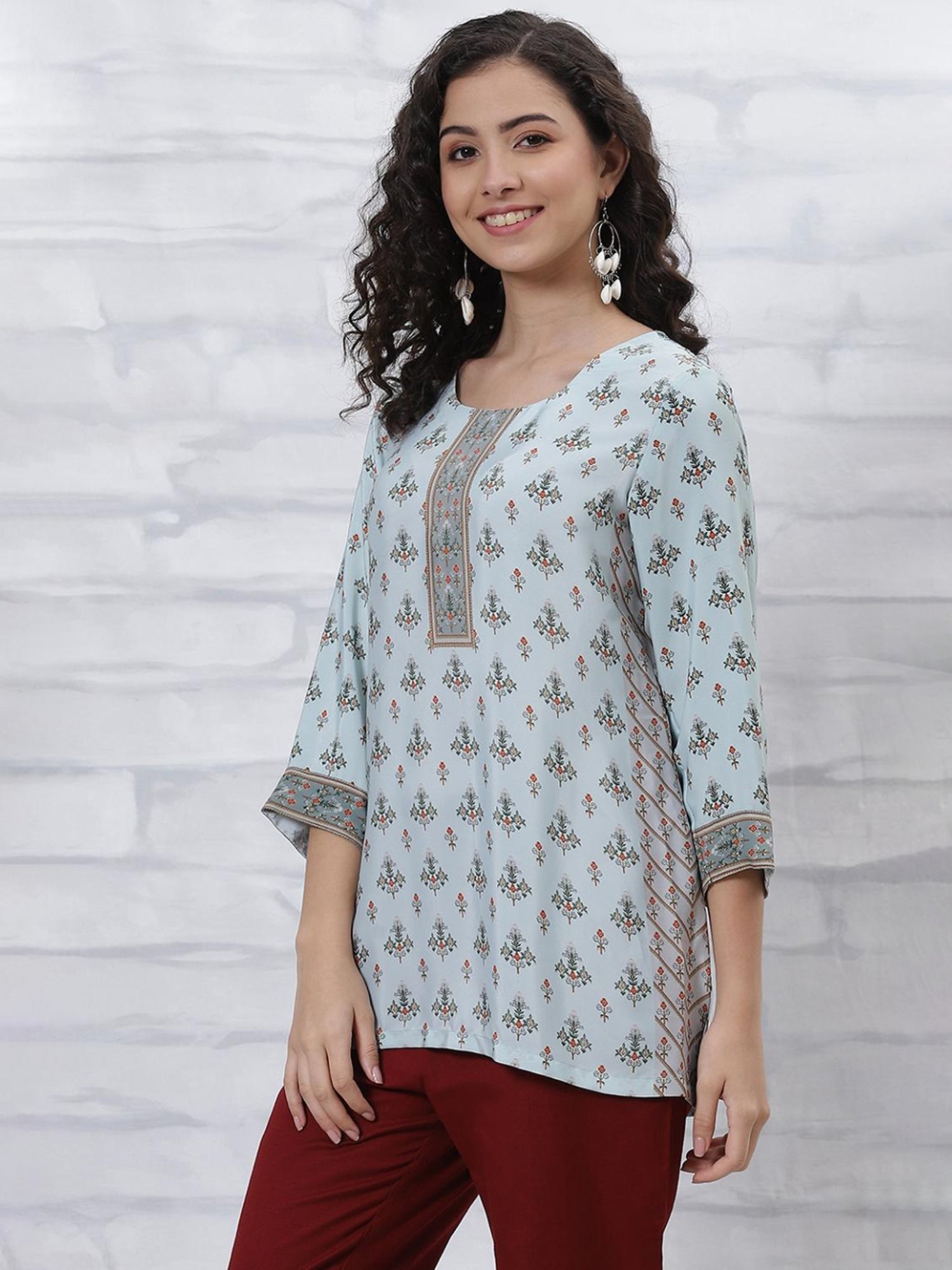 Rangriti Blue Printed Tunic