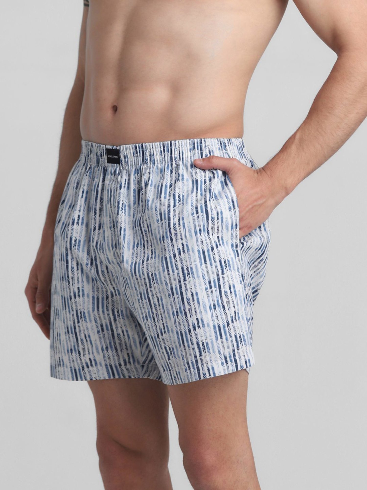 Jack & Jones Ensign Blue Cotton Regular Fit Striped Boxers