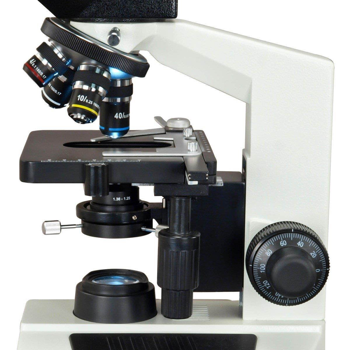 OMAX 5MP Digital 40X-2500X Advanced Oil NA1.25 Darkfield Trinocular Compound LED Microscope with 5.0MP Camera with Measurement, Stitching, Extended Depth of Field Software