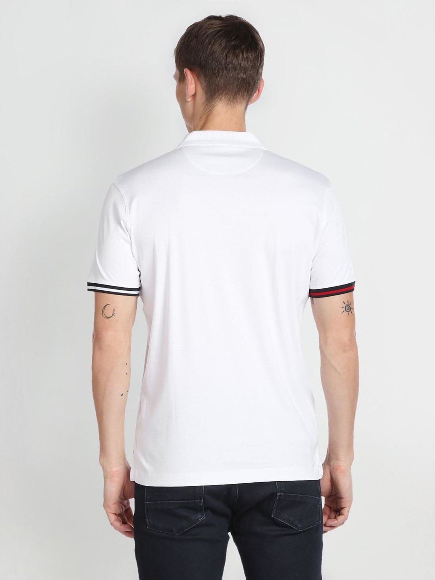 Arrow Sport White Cotton Regular Fit Polo T-Shirt