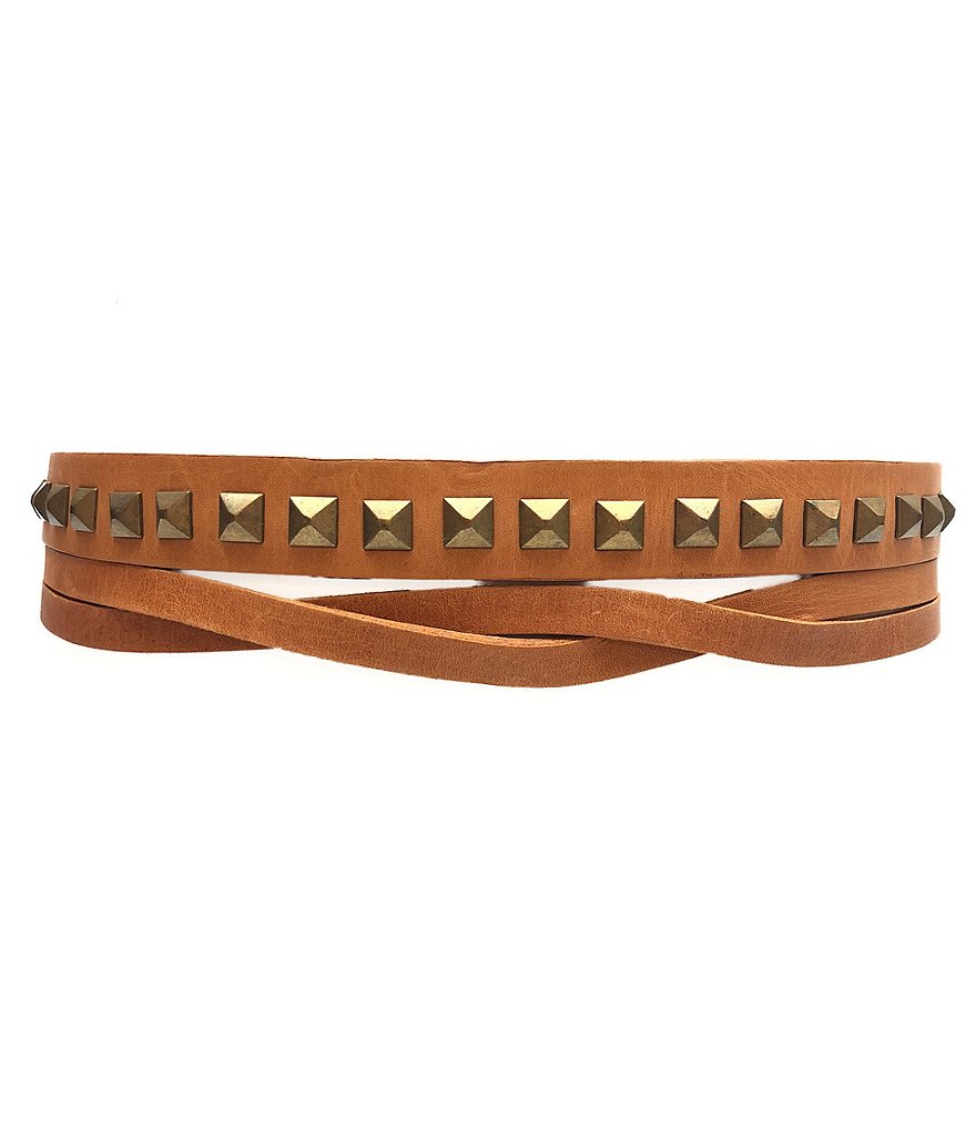 ADA Skinny Pyramid Studded Wrap Belt