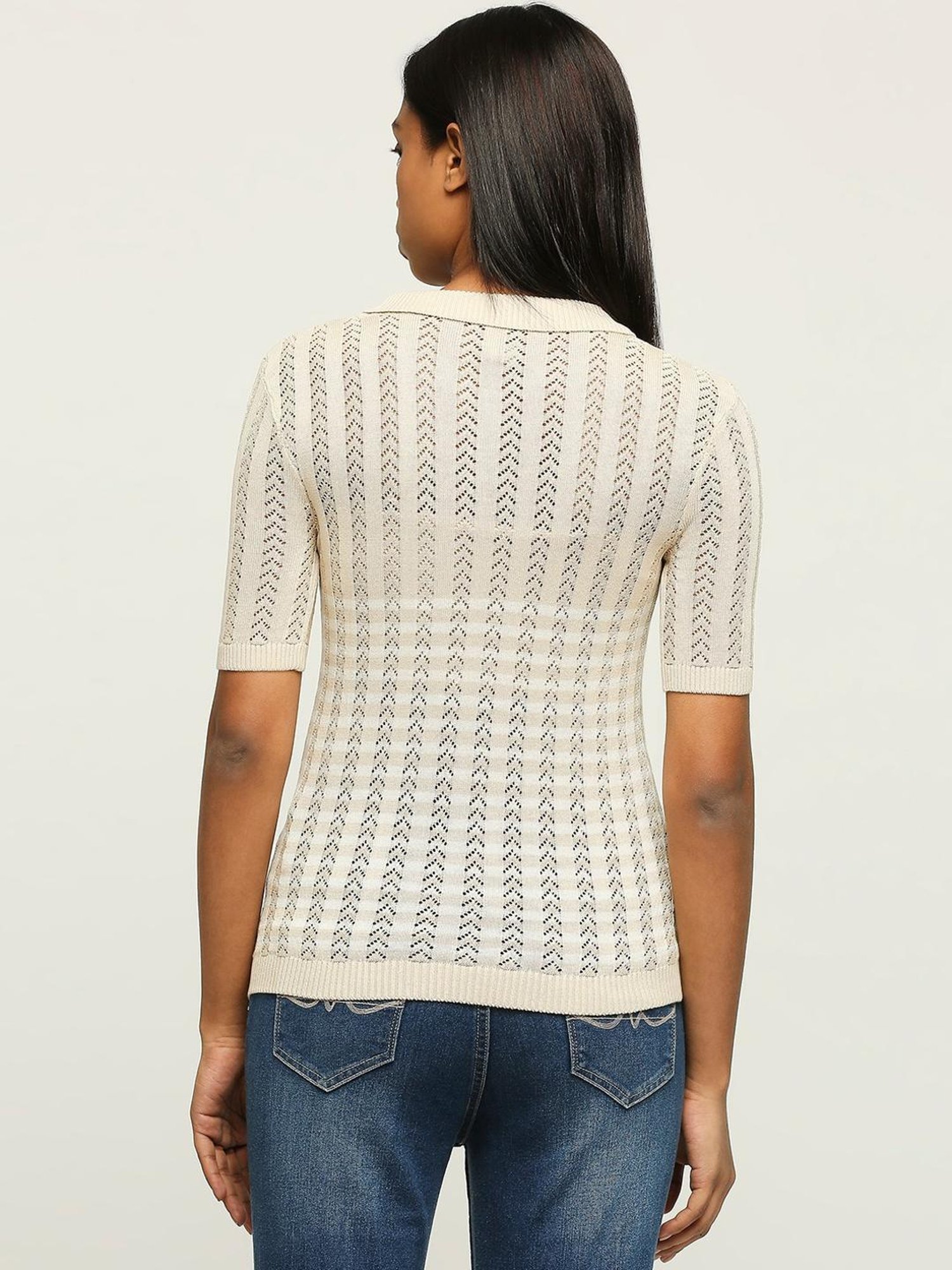 Pepe Jeans Beige Self Pattern Sweater