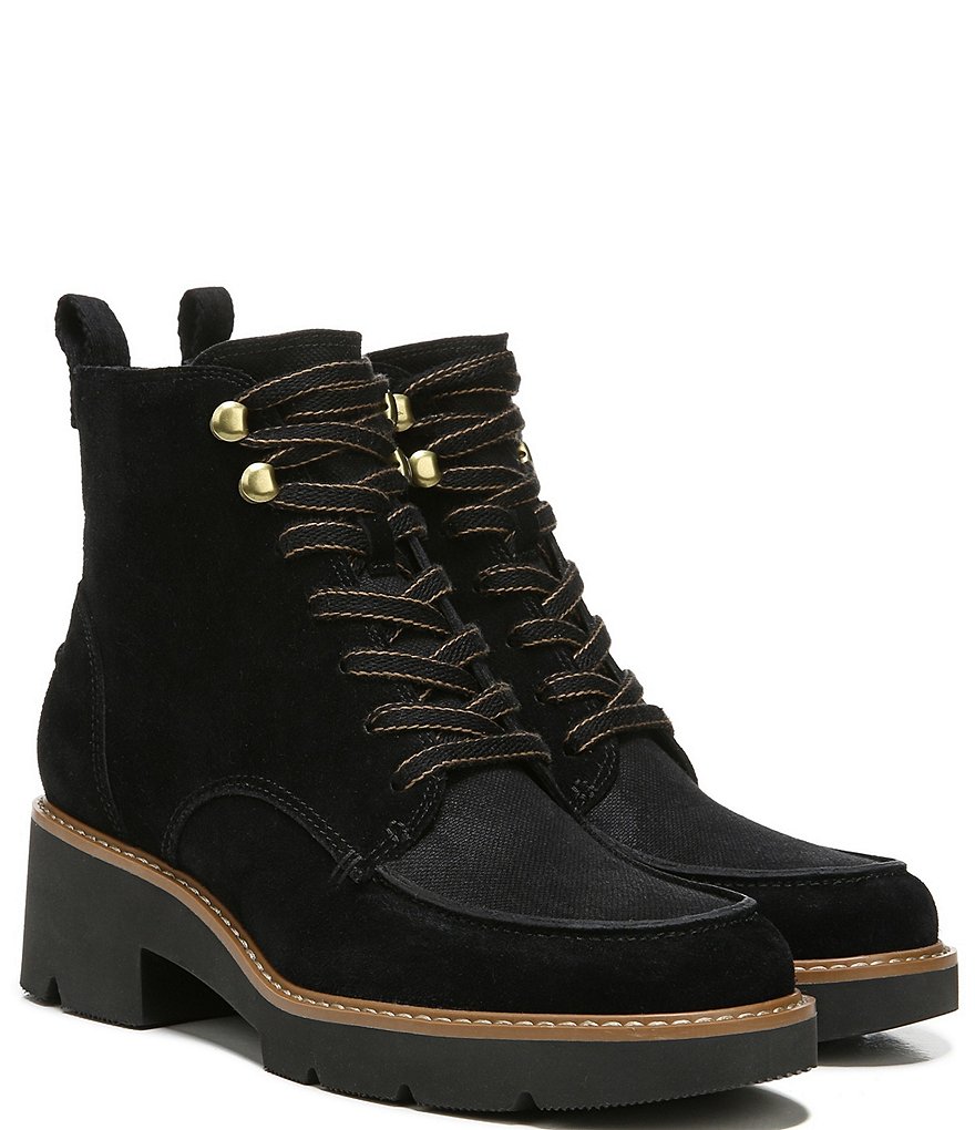 Naturalizer Dara Water Repellent Canvas And Leather Lace-Up Moto Booties