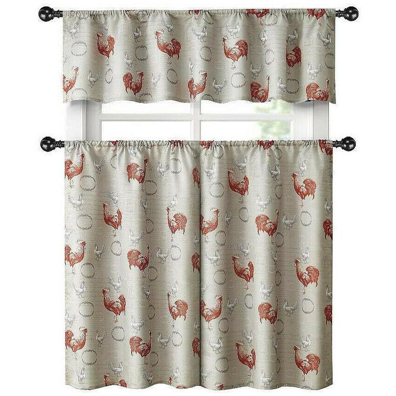 Set of 2 36"x42" Floral Curtain Tiers White/Beige - Threshold™