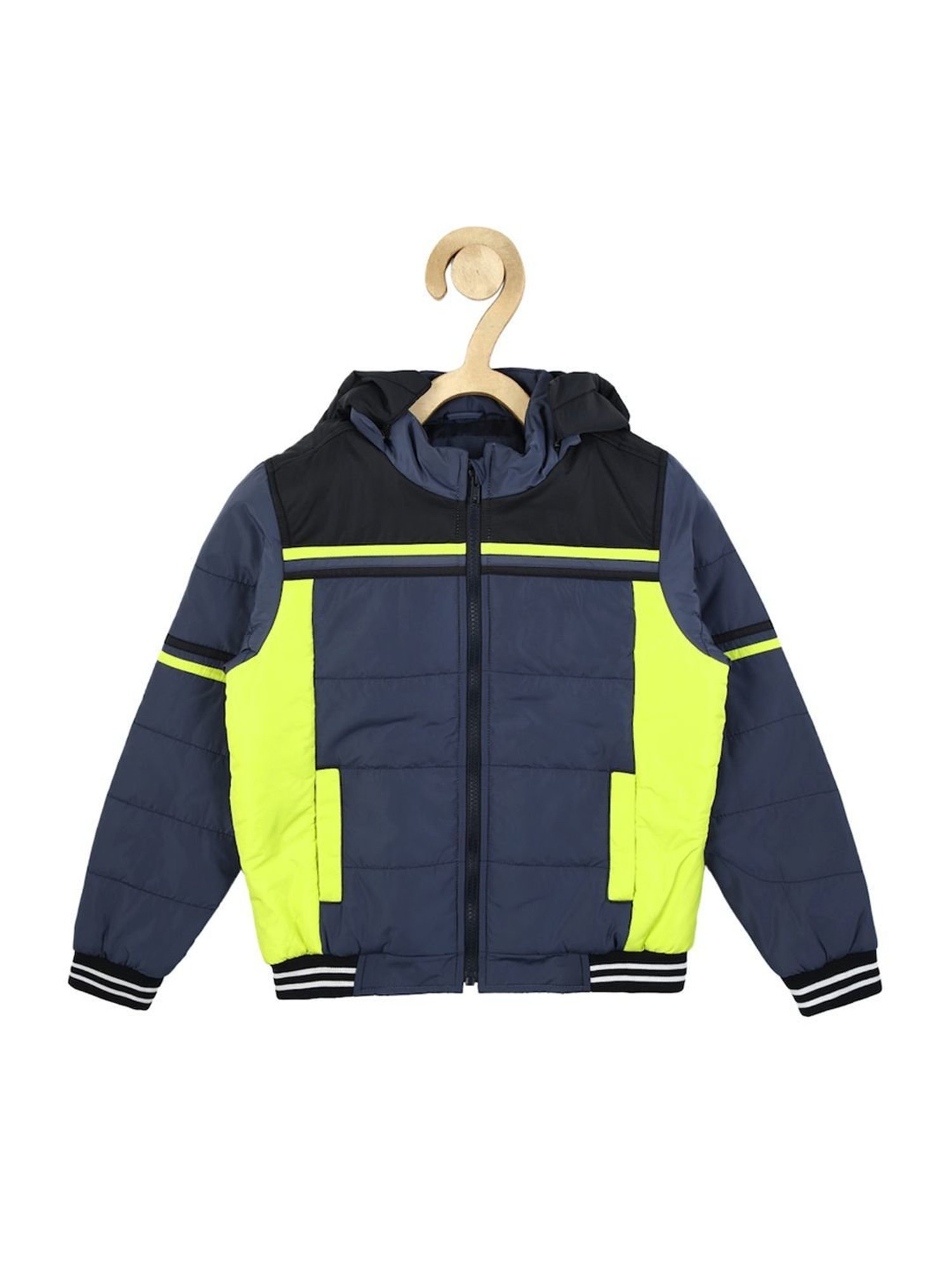 Allen Solly Junior Navy & Green Color Block Full Sleeves Jacket
