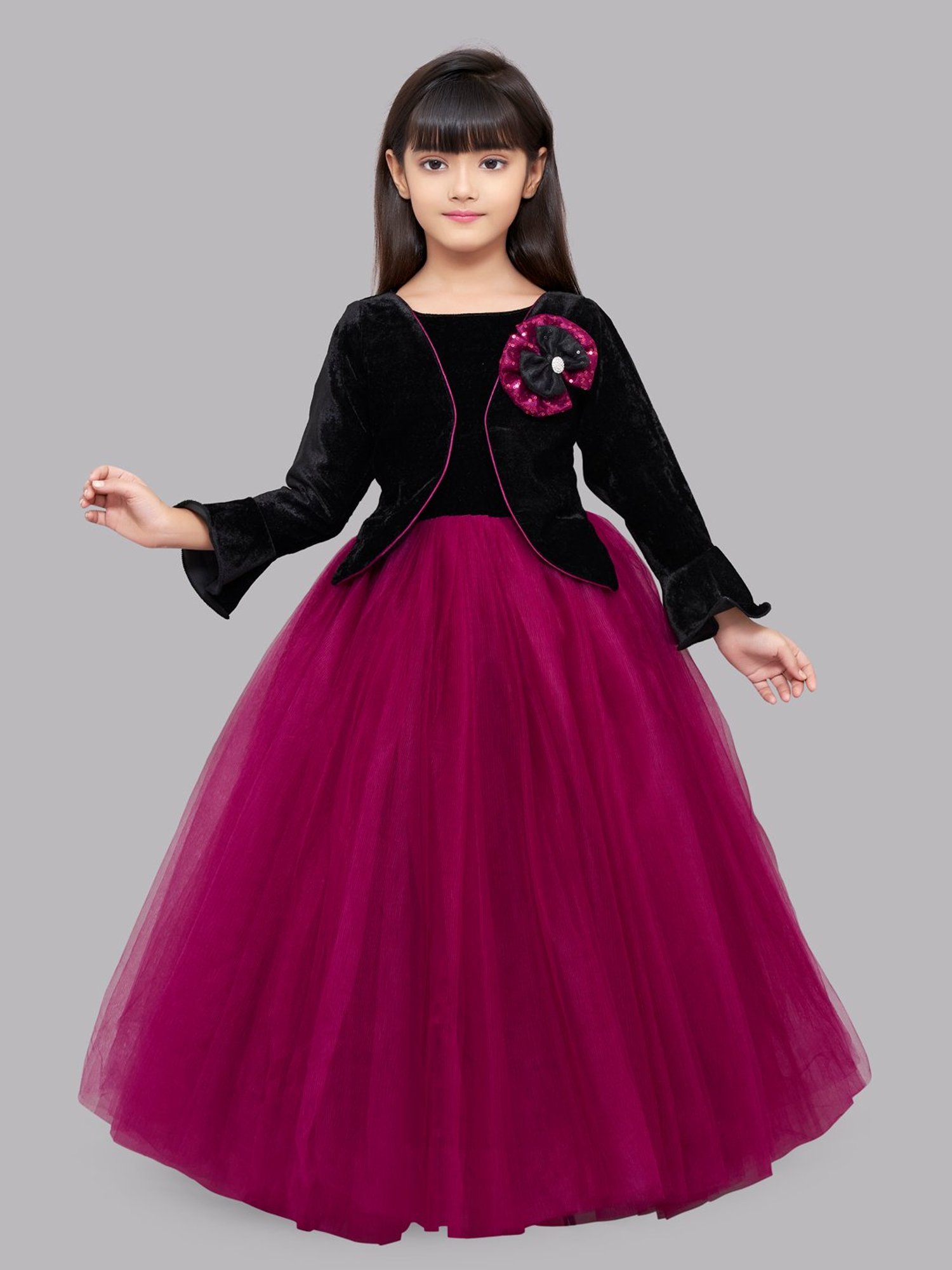 Many Frocks Kids Red Solid Dress