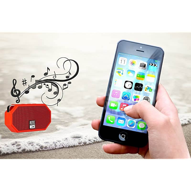 IMW257DR Mini H2O Wireless Bluetooth Waterproof Speaker Floating IP67 Waterproof Boat Hiking Golf Cart ATV Utv Lightweight 6Hour Battery Life Red 225 x 100 x 413 inches