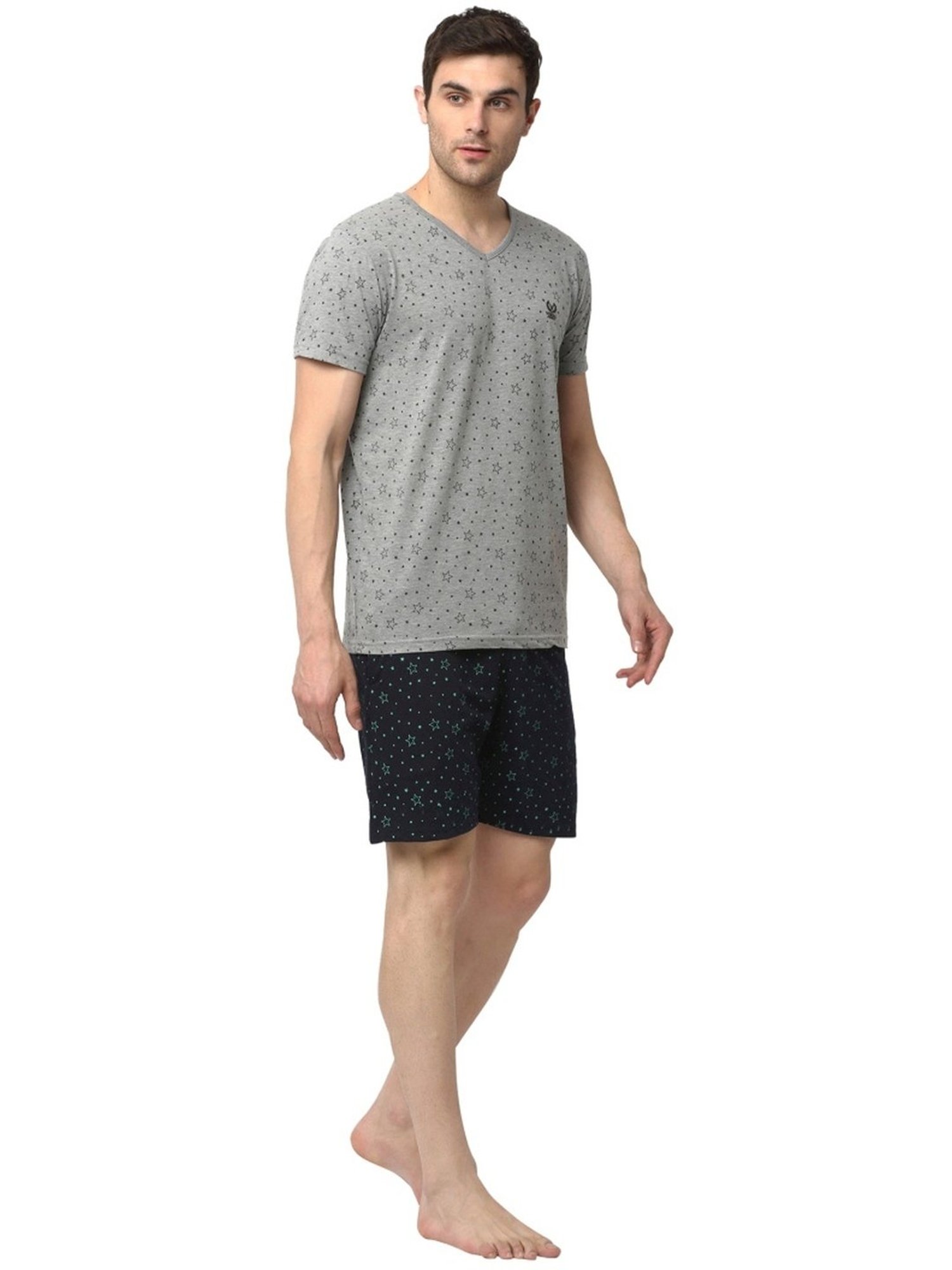 Crimsoune Club White Cotton Regular Fit Printed Lounge Shorts