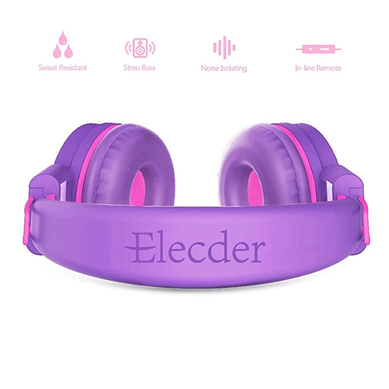 i37 Kids Headphones for Children Girls Boys Teens Foldable Adjustable On Ear Headphones with 35mm Jack for Cellphones Computer MP34 Kindle School