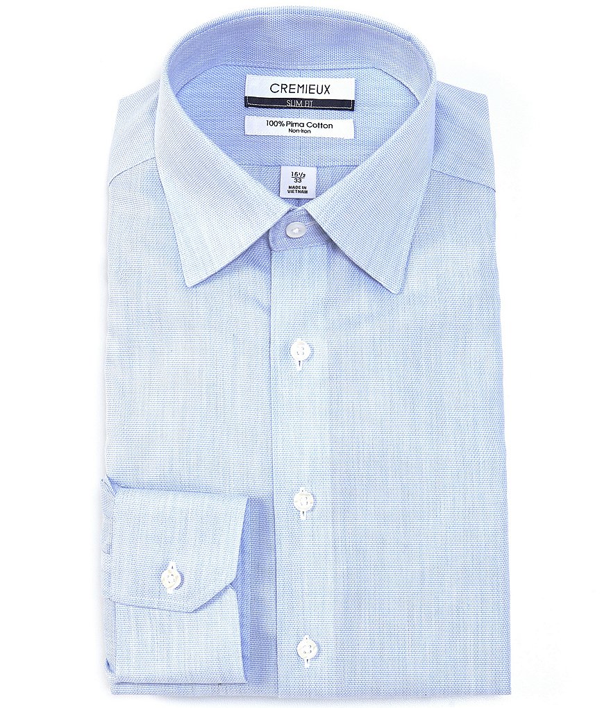 Psycho Bunny Non-Iron Modern Fit Spread Collar Solid Dress Shirt