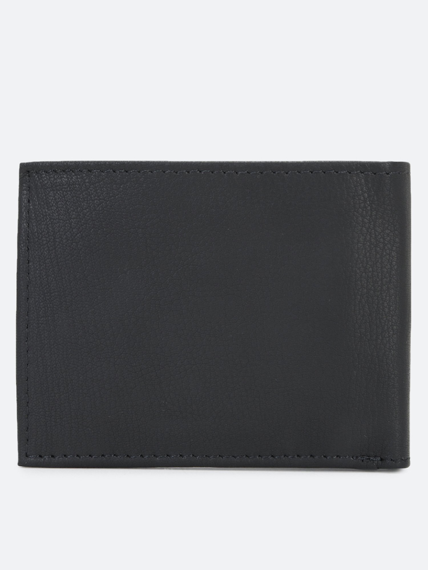 Louis Philippe Black Leather Textured Bi-Fold Wallet