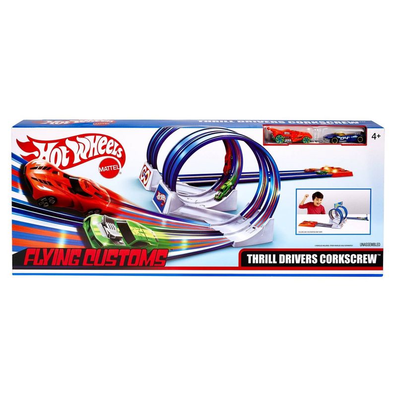 Hot Wheels Flying Customs Thrill Drivers Corkscrew Trackset