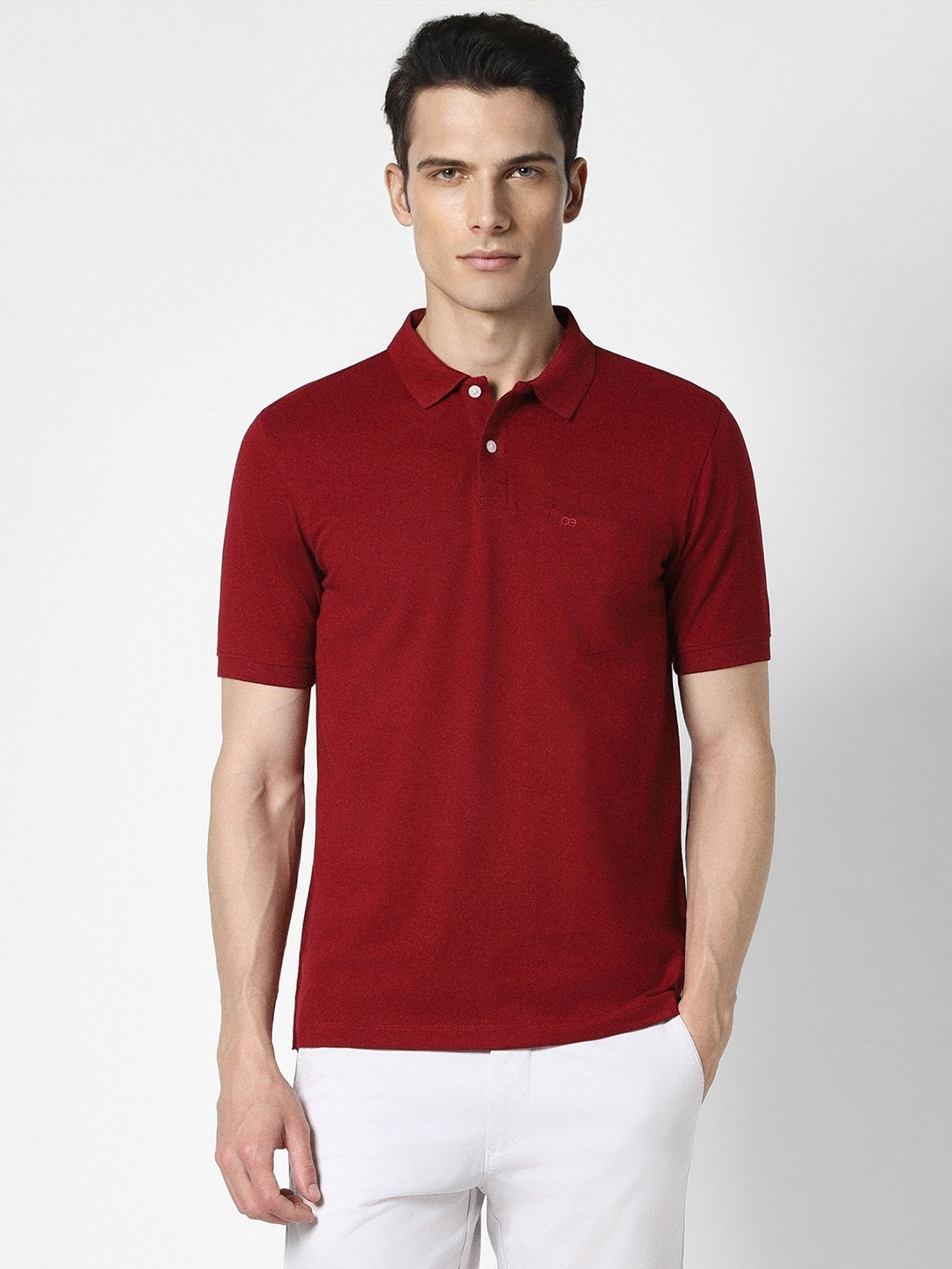 Peter England Maroon Regular Fit Polo T-Shirt