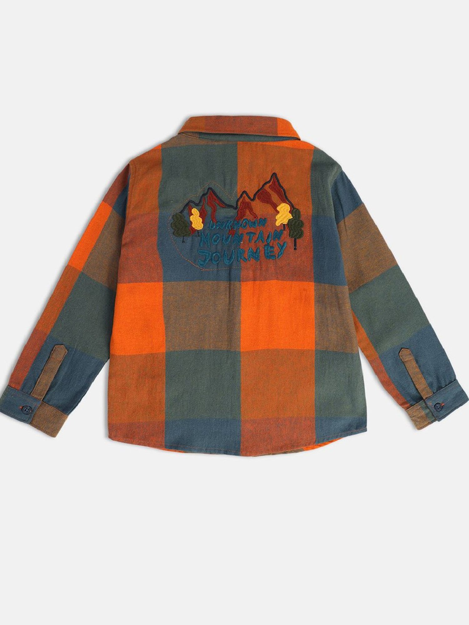 MINIKLUB Kids Orange Checks Full Sleeves Shirt