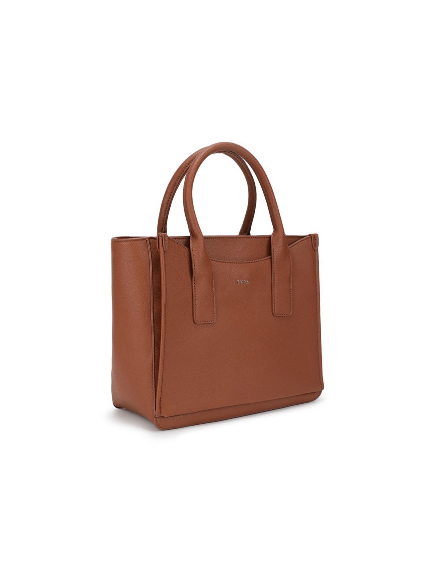 Tyra Eslia Tan Solid Faux Leather Tote Handbag