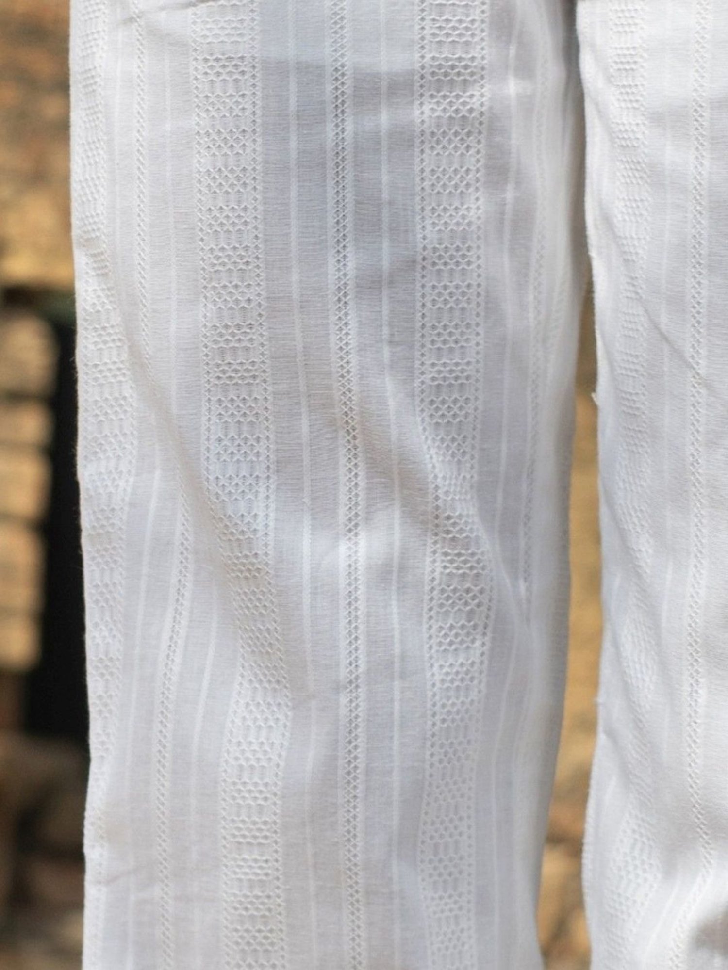 Akiso Kora Striped White Cotton Straight Pants