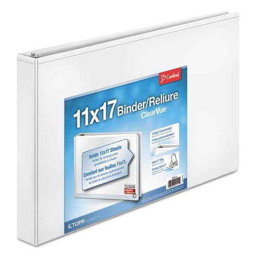 TOPS 11 x 17 ClearVue Slant-D Ring Binder 1" Cap White 22112