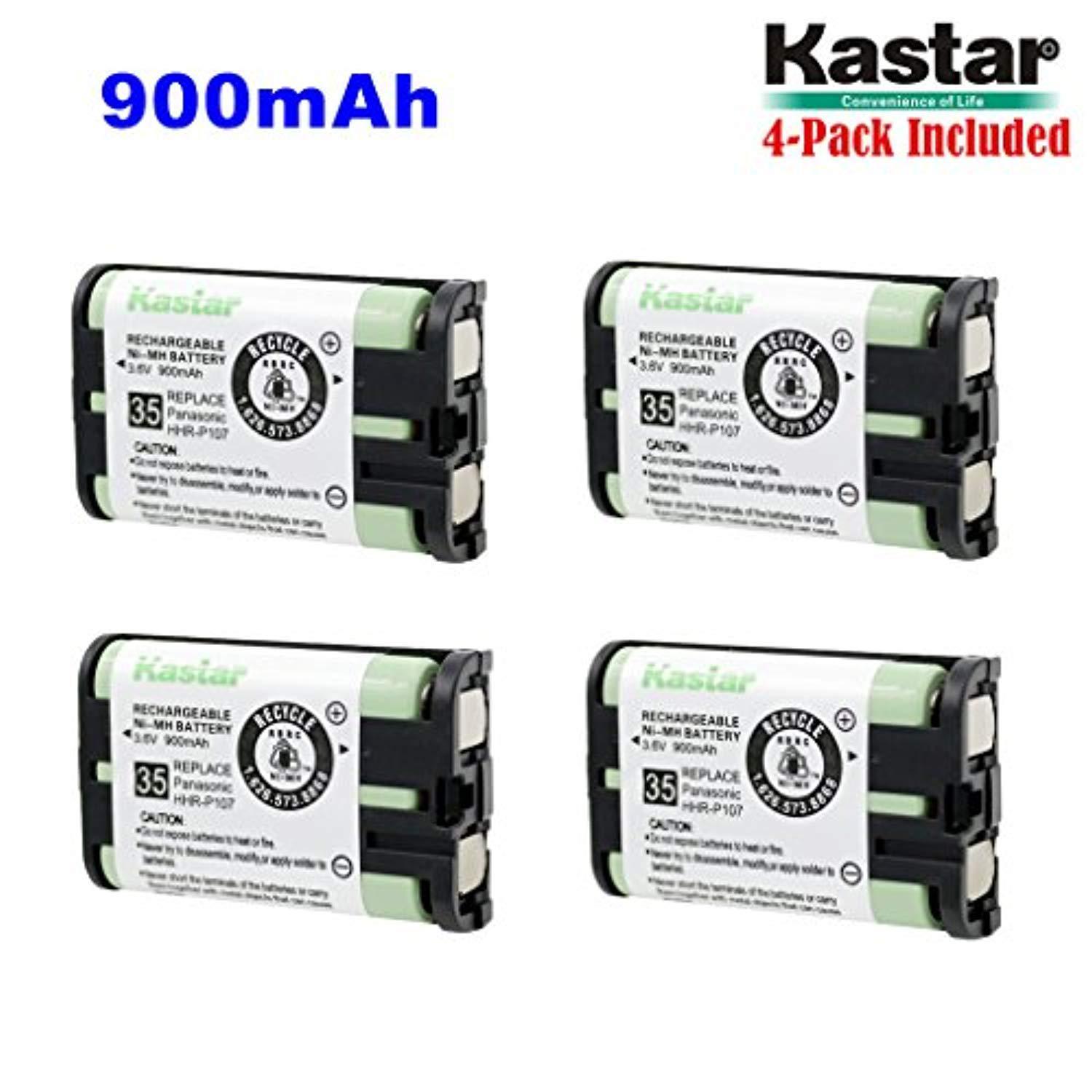 kastar hhr-p107 battery (4-pack), type 35, ni-mh rechargeable cordless telephone battery 3.6v 900mah, replacement for panasonic