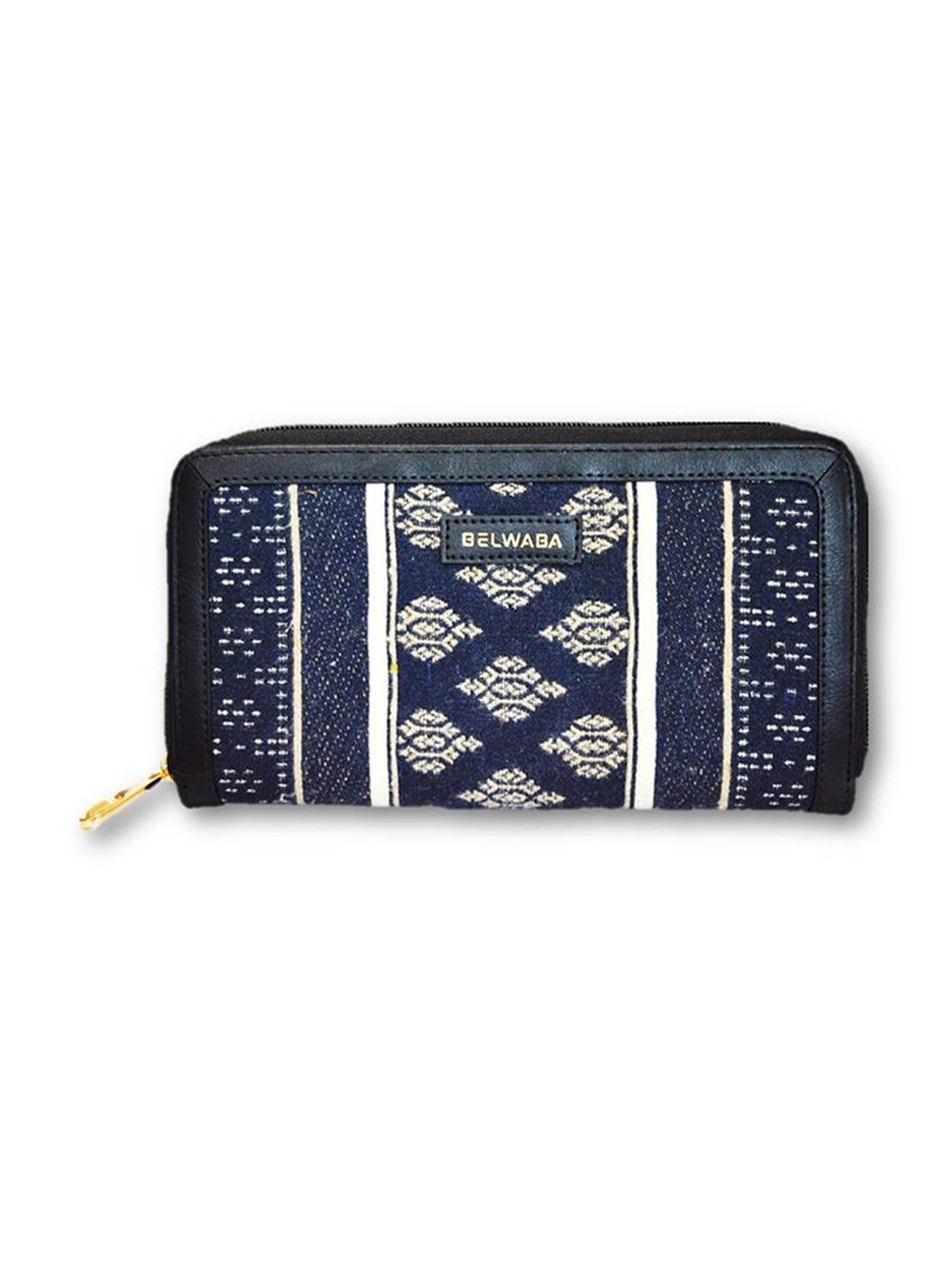BELWABA Navy Blue Printed Zip Around Wallet for Women