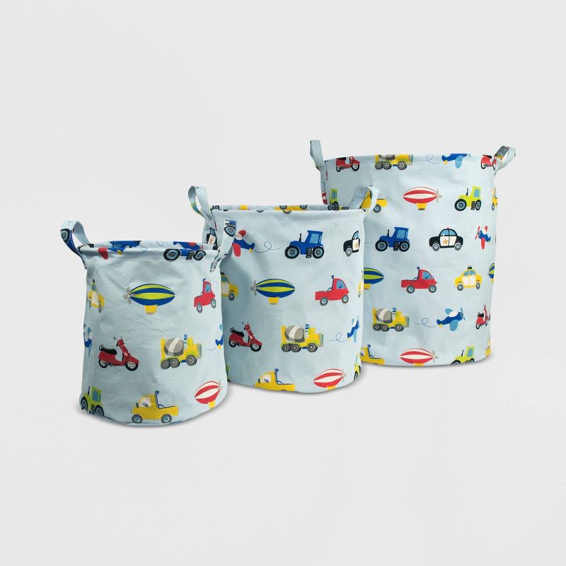 Set of 3 Trains and Trucks Storage Bin - Dream Factory