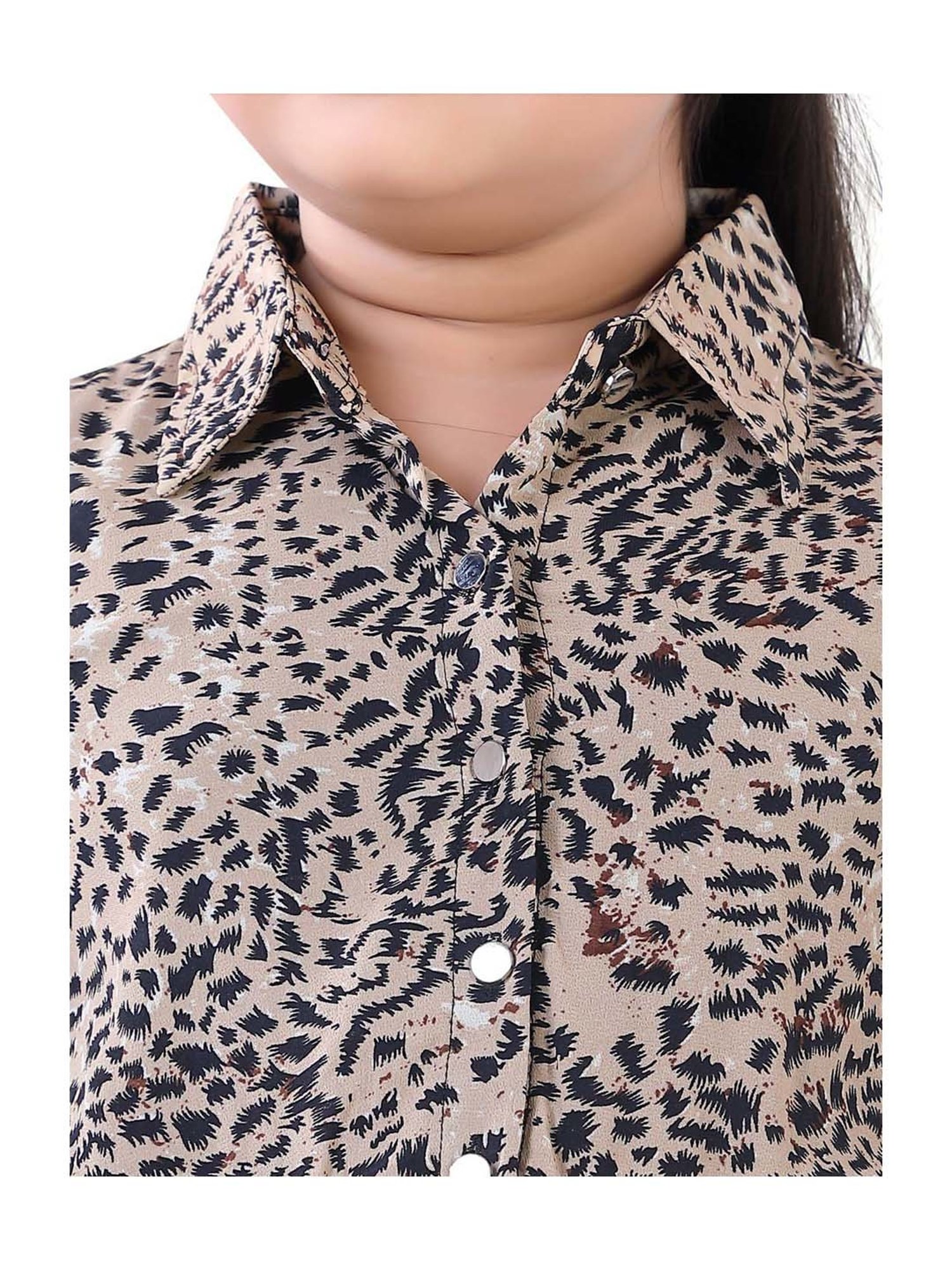 poplins Kids Brown Cotton Printed Dress