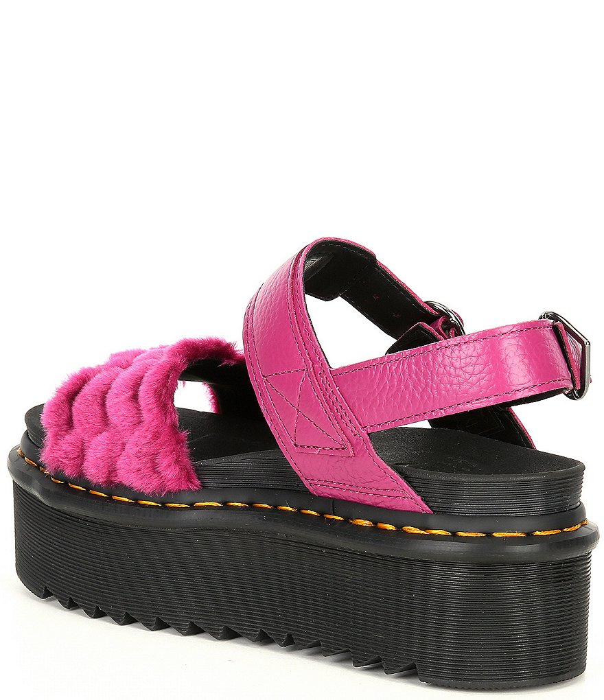Dr. Martens Women's Voss Quad Fluffy Faux Fur Platform Sandals
