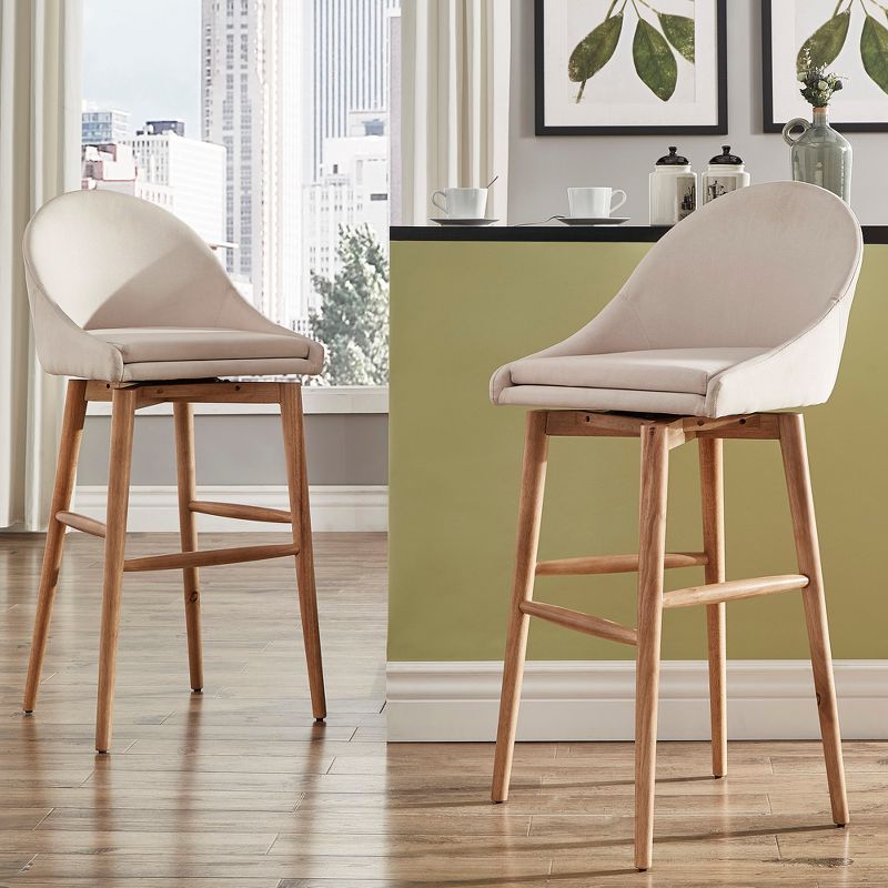 24" Set of 2 Conrad Natural Danish Modern Swivel Counter Height Barstools - Oatmeal - Inspire Q