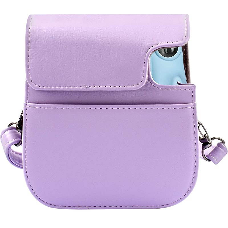Portable Case Compatible with Fujifilm Instax Mini 11 Instant Camera with Accessories Pocket and Adjustable Strap. (Lilac Purple)