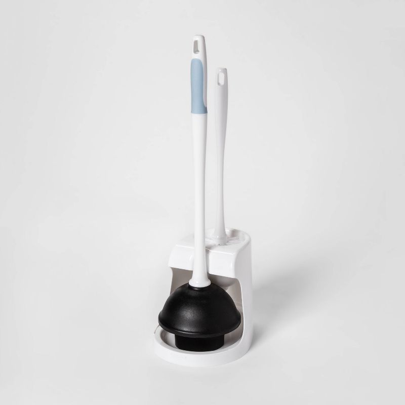Deluxe Aluminum Handle Toilet Brush with Fully Removable Liner White - Bath Bliss