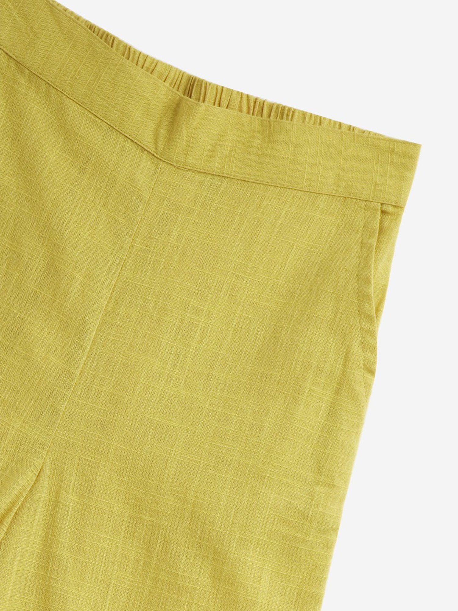 Utsa Kids by Westside Yellow Solid Mid-Rise Cotton Palazzos