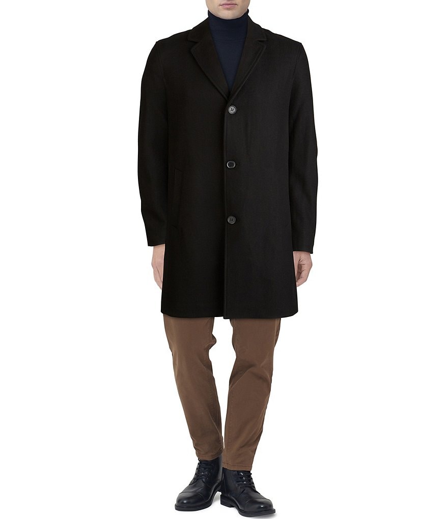 Cole Haan Melton Stand-Collar Button Front Wool-Blend Coat