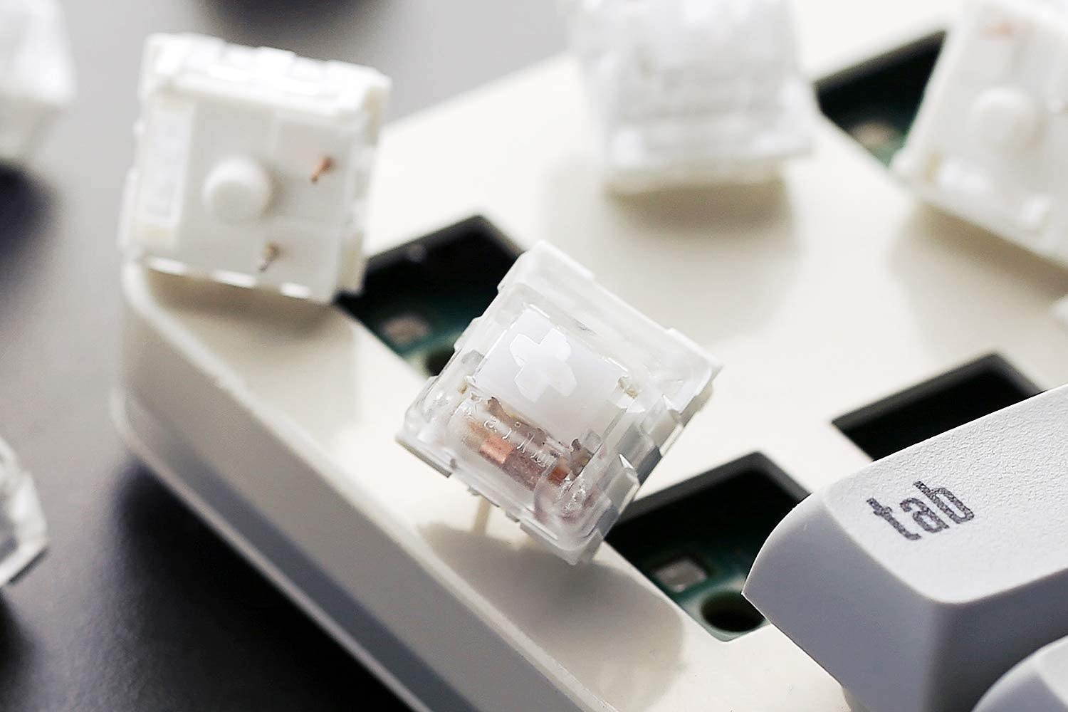 Drop Halo Clear Keyboard Switches &mdash; Plate Mounted, Tactile, 65g, Cherry-Style, Quiet Switches, by Kaihua (Halo Clear, 110 Pack)