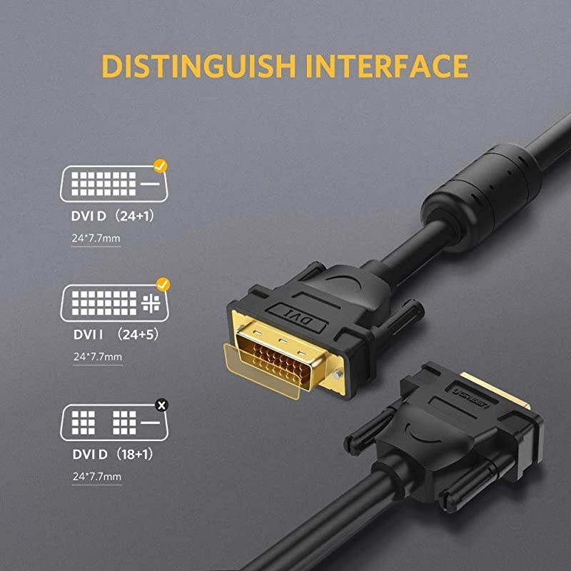DVID 24+1 Dual Link Male to Male Digital Video Cable Gold Plated with Ferrite Core Support 2560x1600 for Gaming DVD Laptop HDTV and Projector 3FT