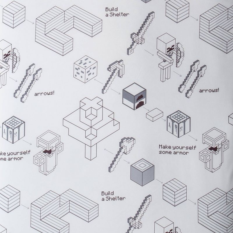 Minecraft Full Survive Sheet Set Gray